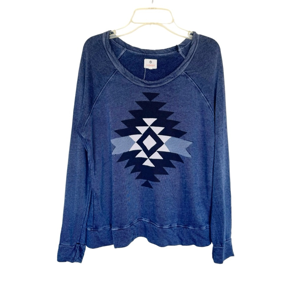 Sundry Blue Aztec Print Sweatshirt